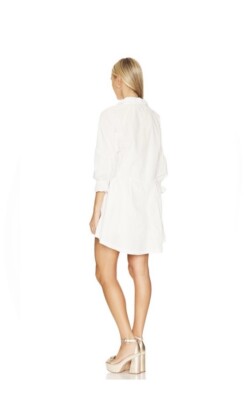free people hannah poplin mini dress FREE PEOPLE Hannah poplin cotton mini white dress with puff sleeves, S