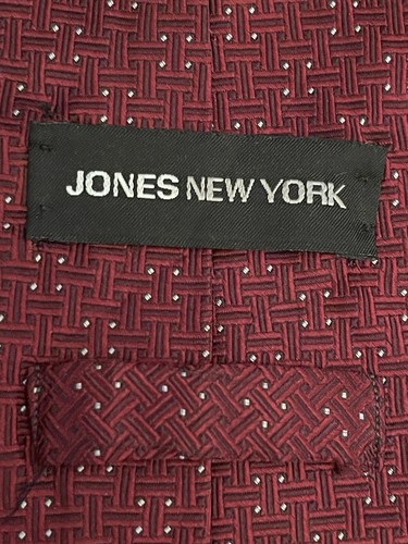 Jones New York Burgundy 100% Imported Silk Men’s Neck Tie Made in Usa - Picture 8 of 9