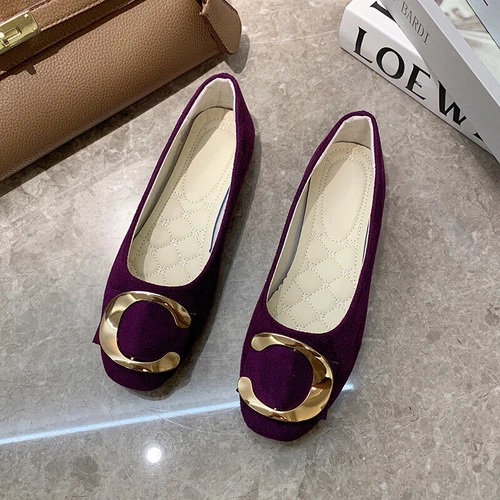 Women Flats Slip On Flat Shoes Formal Ladies Square Toe Classic Pumps Buckle - Bild 105 von 113