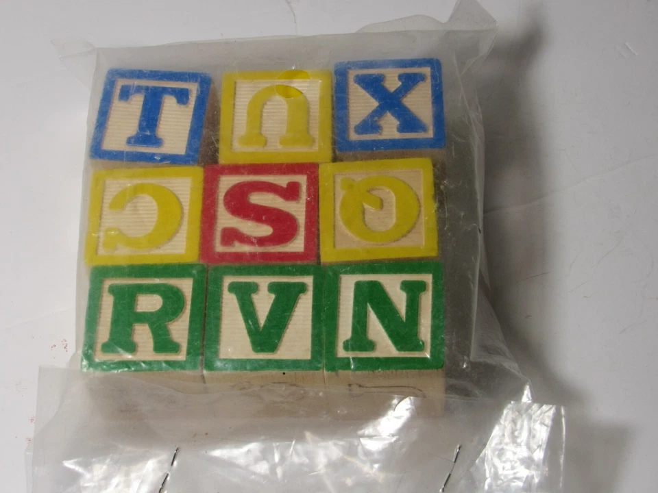 Traditional Wooden Letter Picture Baby Blocks Craft Supplies 9  PC - Image 2 of 4