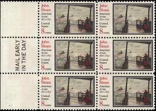 US Scott # 1433, The Wake of the Ferry, Mail Early Block of 6 1971 8¢ Stamps MNH
