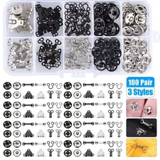 100 Pair Sewing Hook and Eye Closure 3 Styles Fasteners for Trousers Skirt Dress