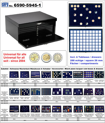 2 EURO Cabinet Cassette Black Piano 288 Compartment 26-27mm Safe 6590-5945-1