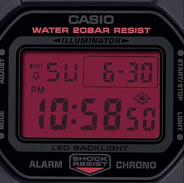 CASIO G-SHOCK BLACK AND BOLD RED DW-5600BBR-1JF Square 2025