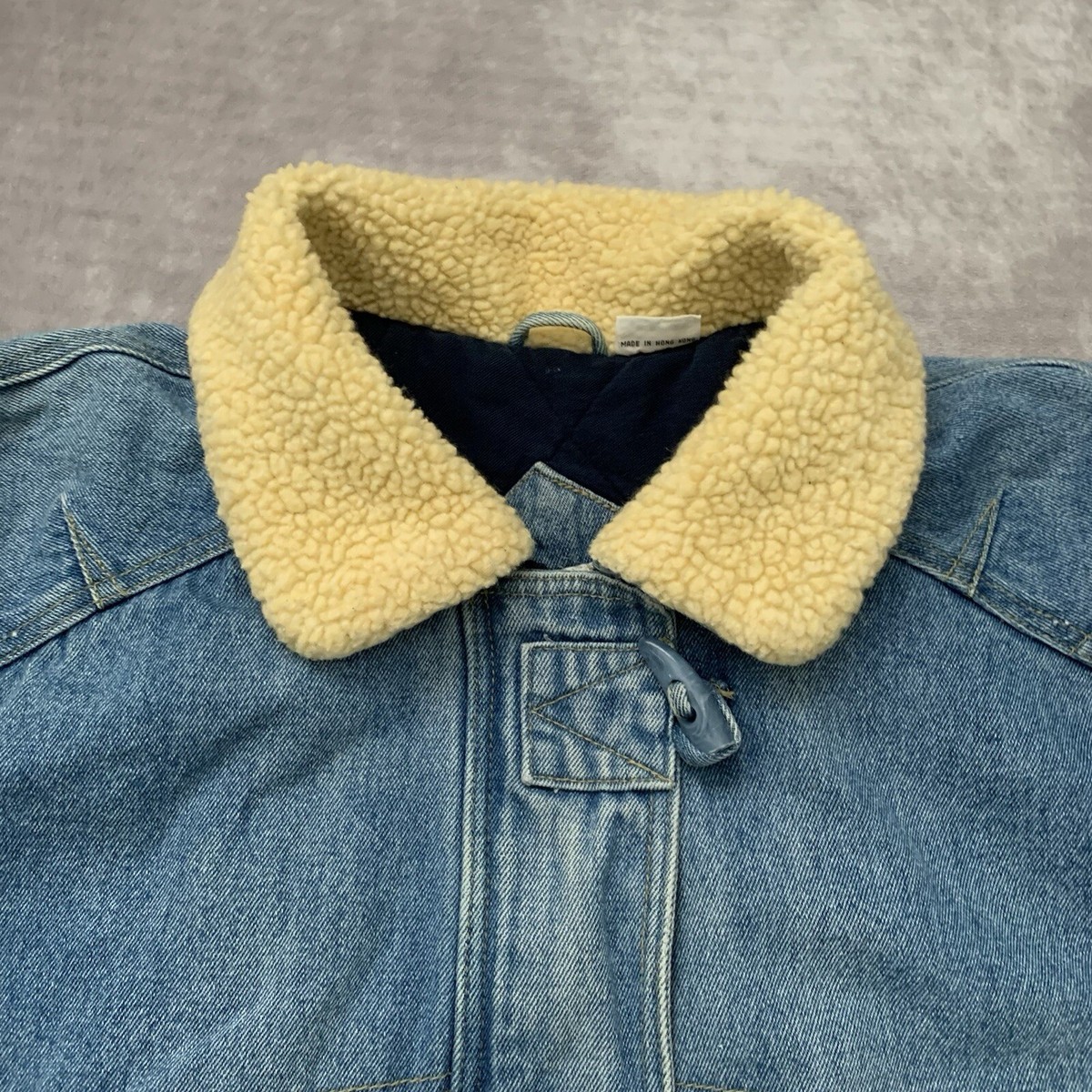 Vintage 80s Andy Johns Sport Denim Coat Size M Jean Sherpa Jacket