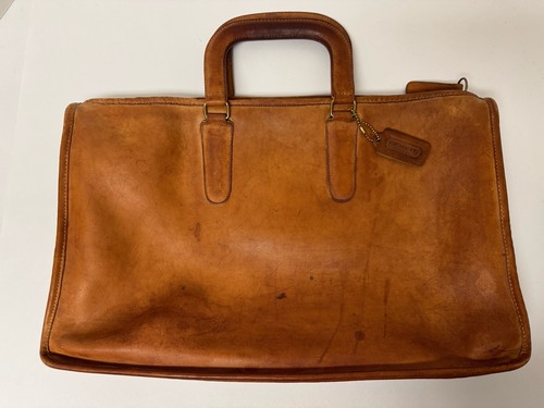 Vintage COACH Slim Satchel Bag Made in NYC British Tan 16.5” X 10” 412- 8735