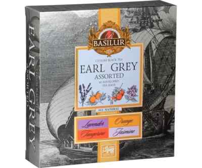 Basilur Earl Grey Kollektion - 40 Teebeutel mit Umschlag - 4 Geschmacksrichtu...