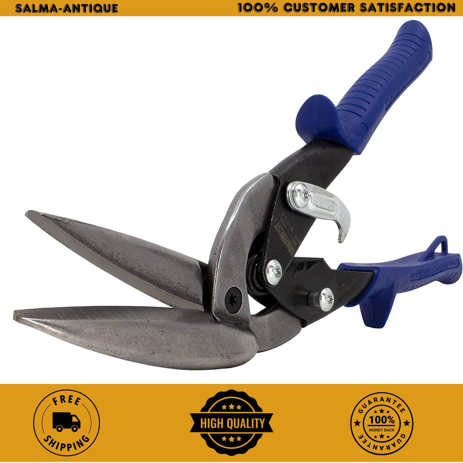 MIDWEST Straight Cut Offset Tin Snips for Metal Shearing  