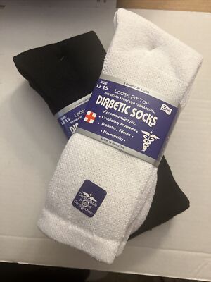 Big Feet Mens Diabetic 13-15 Mid Calf Loose Fit Top Circulatory Socks - NEW