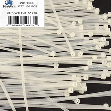 USA 100 PACK 8 INCH ZIP TIES NYLON WHITE 40 LBS UV WEATHER RESISTANT WIRE CABLE
