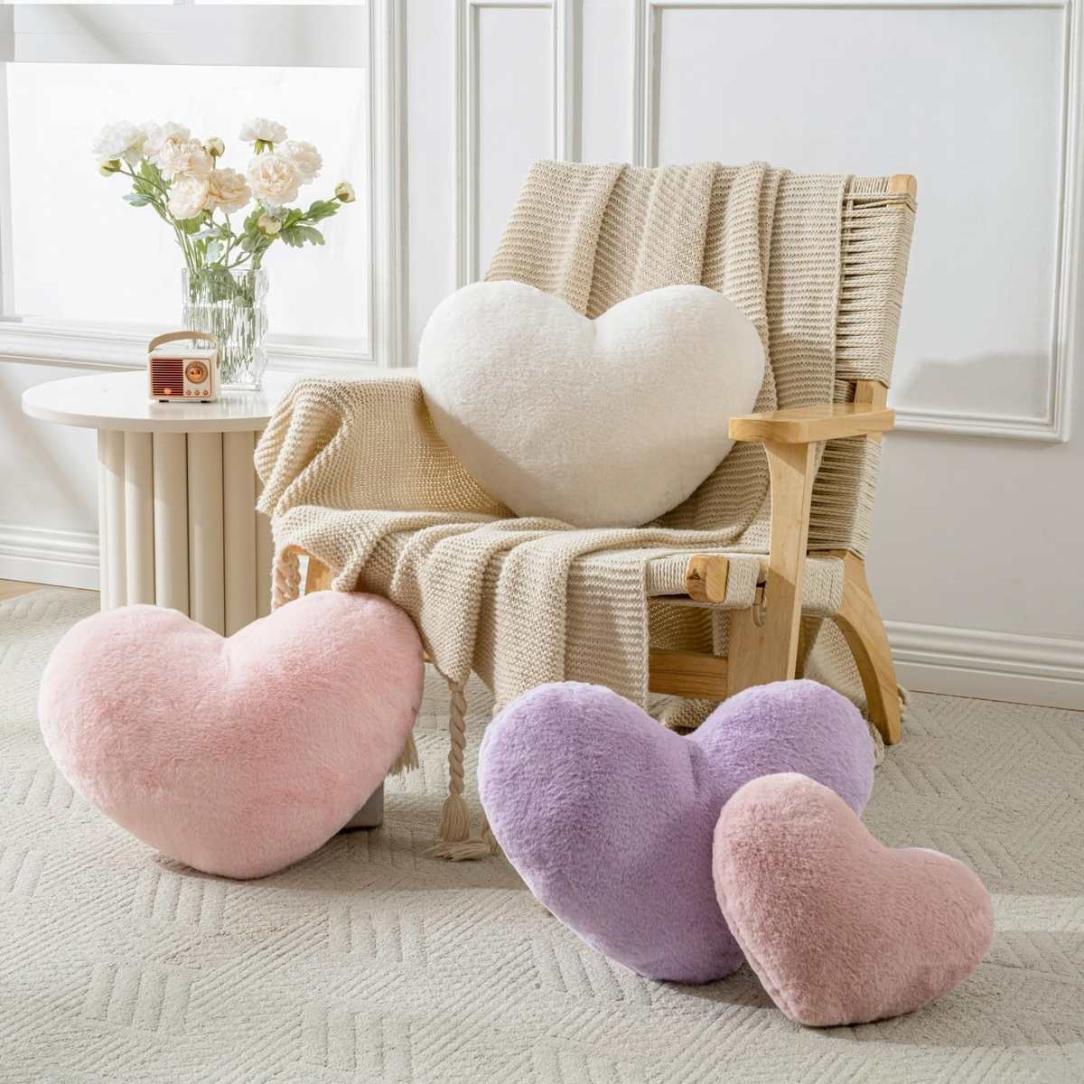 Heart Pillow Heart Shaped Throw Pillows Super Soft Faux Rabbit Fur