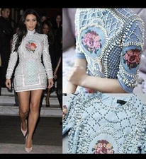 Balman Luxurious Hand Embroidered Denim Dress