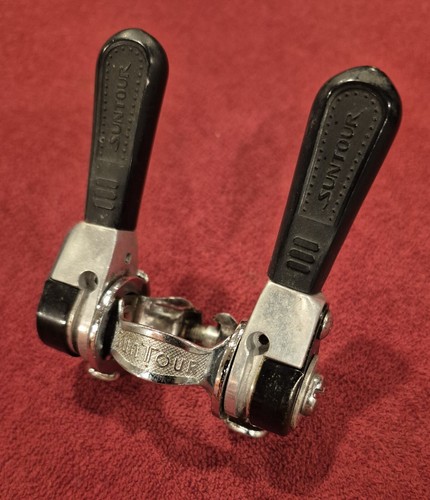 Vintage SunTour LD-1500 POWER SHIFTER Ratcheting Downtube Shifter Set - Picture 1 of 4