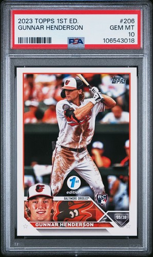 2023 Topps 1st Edition #206 Gunnar Henderson Rookie Card RC PSA 10 QTY