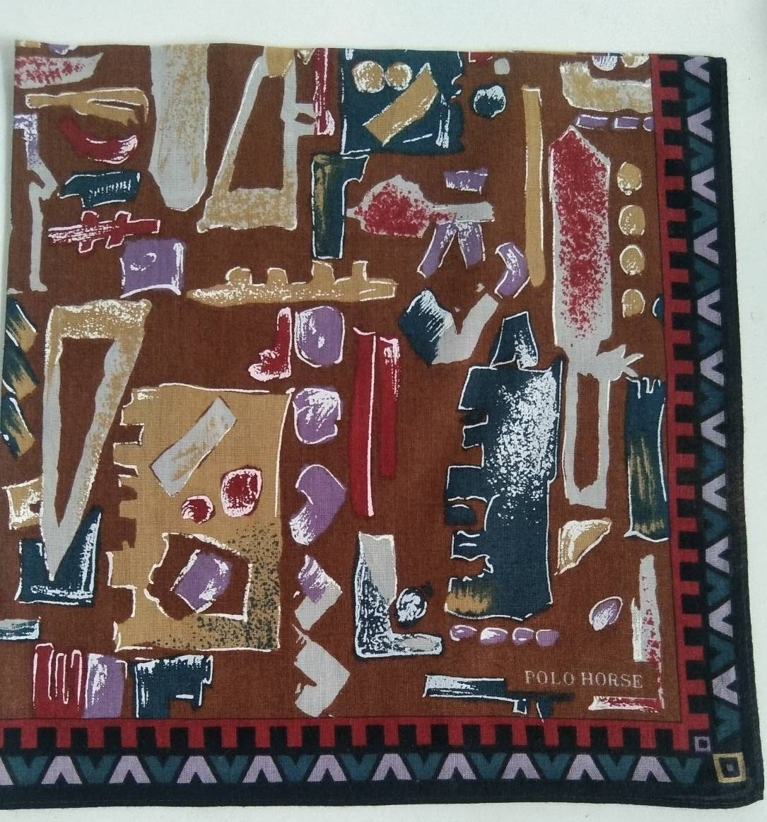 Vintage Cotton Pocket Square 18 Inch Classic Patterned Mens-image