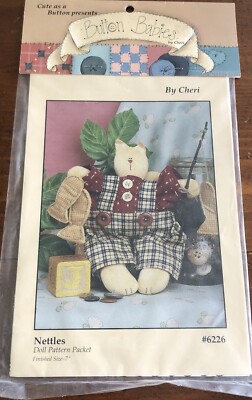 BUTTON BABIES by Cheri  NETTLES  7  Cat Doll 1992 NIP Uncut