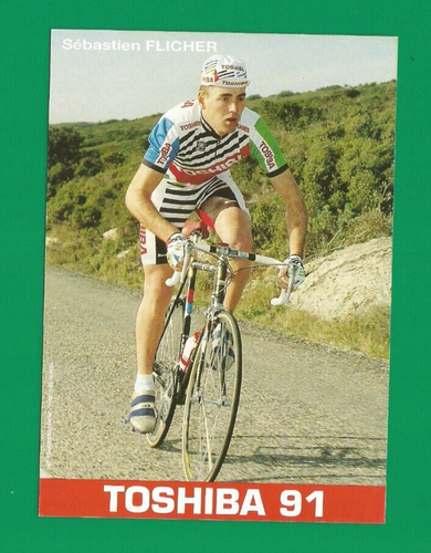 CYCLISME carte cycliste SEBASTIEN FLICHER équipe TOSHIBA 1991 | eBay