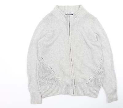 hle Herren Pullover grau hochgeschlossen Baumwollmischung durchgehender Reißverschluss Größe M