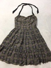 Free People 2 Mosaic Floral Tiered Halter Dress Tunic Elastic Back Straps