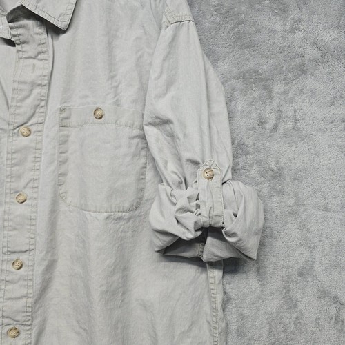 Orvis Shirt Mens Sz Large Gray Quilted Hunting Safari Shooting Roll Tab Sleeve - Picture 13 of 15