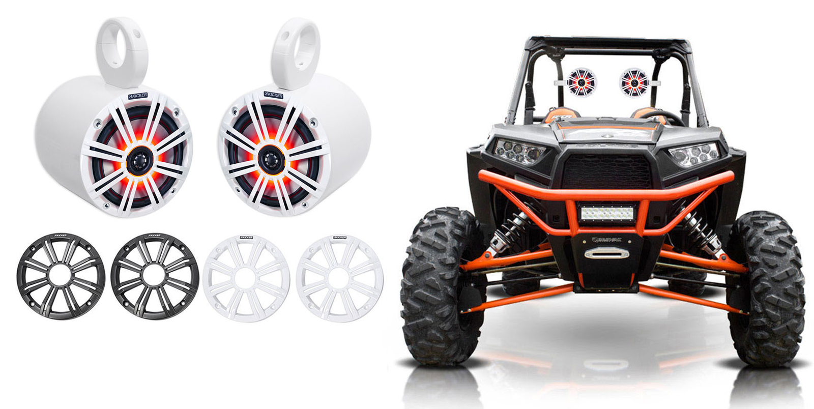 Пара динамиков KICKER 45KM654L 65 390 Вт с белой светодиодной подсветкой для Polaris RZRATVUTV 45690₽