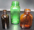 Vintage Medicine Bottles Lot Of 3 Bottles 1 Light Amber 1 Dark 1 Green Duraglas — photo 1