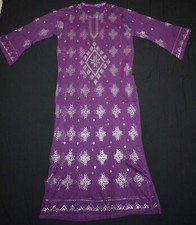 Egyptian Assuit silver color metal / net tulle fabric Dress Abaya Kaftan