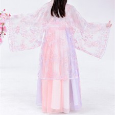 Girl Chinese Cute Dress Sheer Hanfu Tang Suit Embroidered Fairy Costume