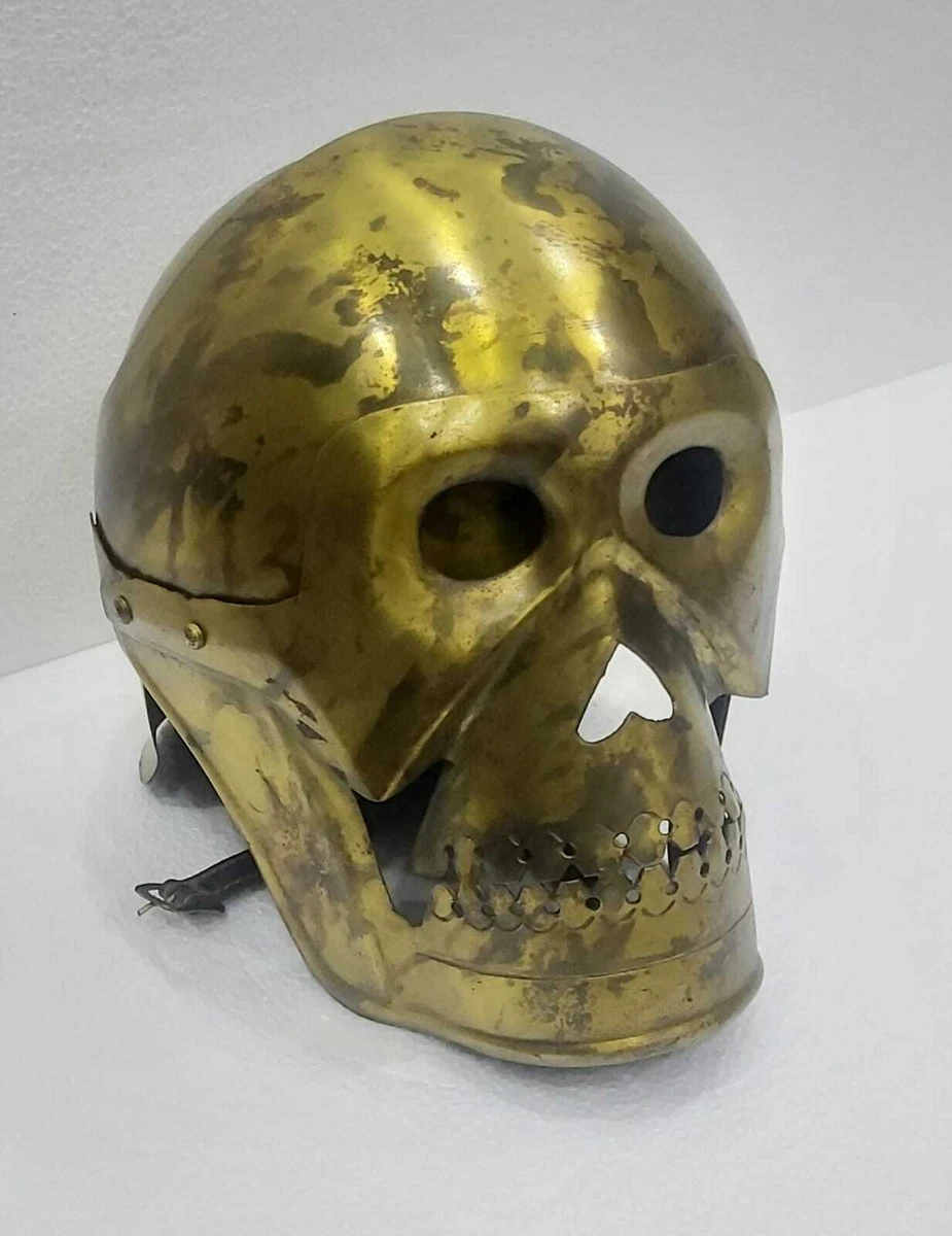 Medieval Skeleton Skull Helmet Full Face Armor Replica Knight Metal Copper An