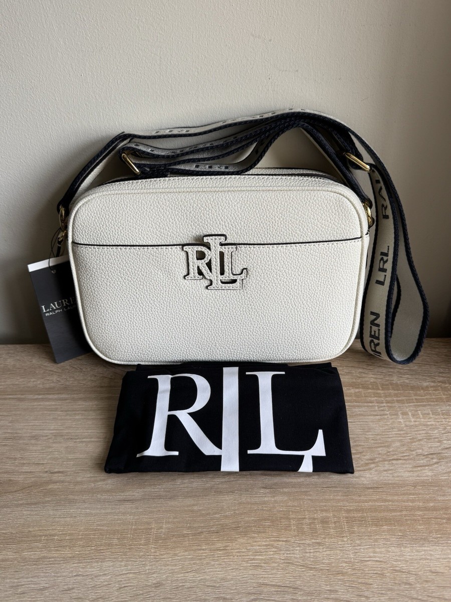 LAUREN RALPH LAUREN CARRIE LEATHER CROSSBODY BAG CREAM NEW