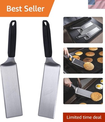 Extra Long Griddle Spatula Set of 2- Perfect Heavy-Duty Stainless Steel Premi...