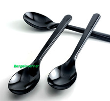Table Spoons Food Grade Party Meal Lunch Dinner Eating REUSABLE Black Spoon 18cm