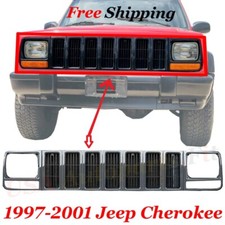 Grill Kit New With Head Light Doors For 1997-2001 Jeep Cherokee Black Set Of 3