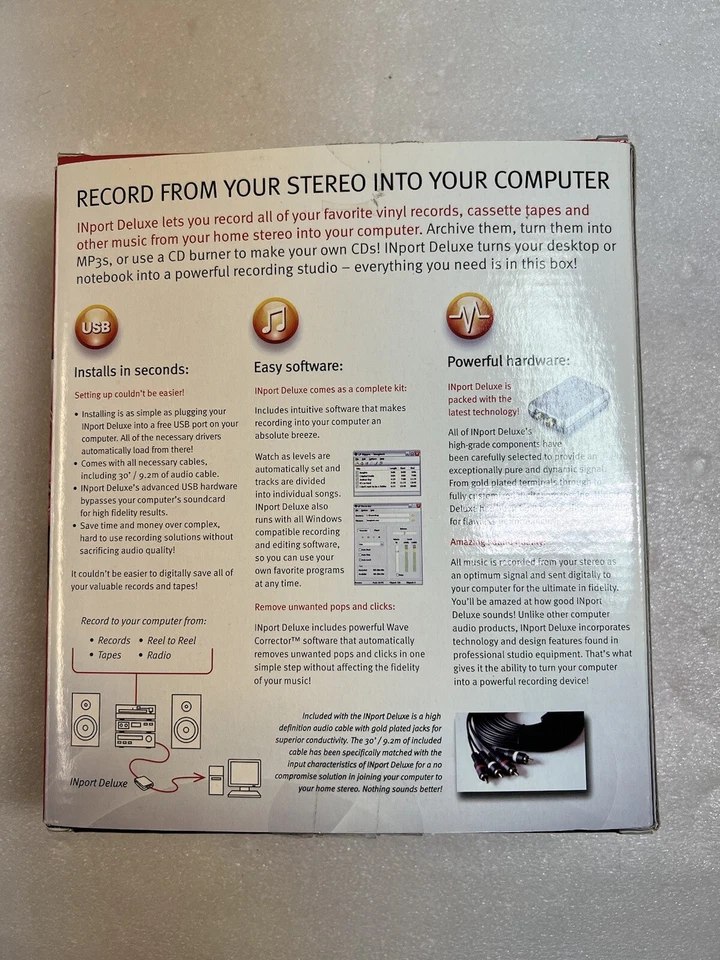 Xitel Inport Audio Recording Kit Import To Your Computer w/ USB & RCA cables - Image 3 of 4