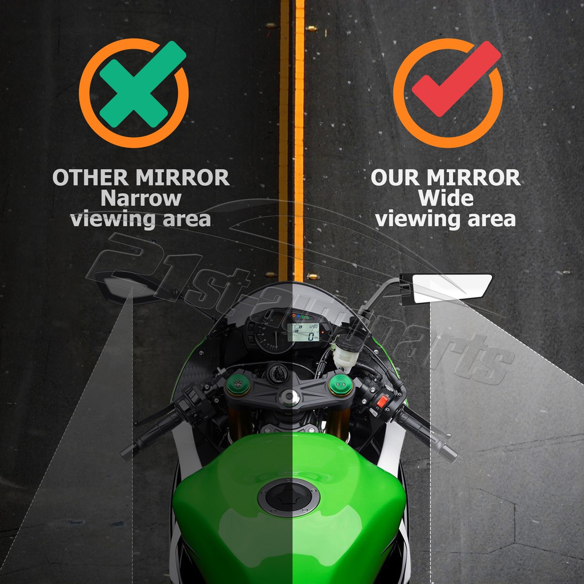 Upgrade Rotate Wind Wing Side View Mirrors For Kawasaki Ninja 400