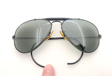 Vintage B L Ray Ban Bausch Lomb G15 Gray Black Chrome Aviator 58mm Outdoorsman