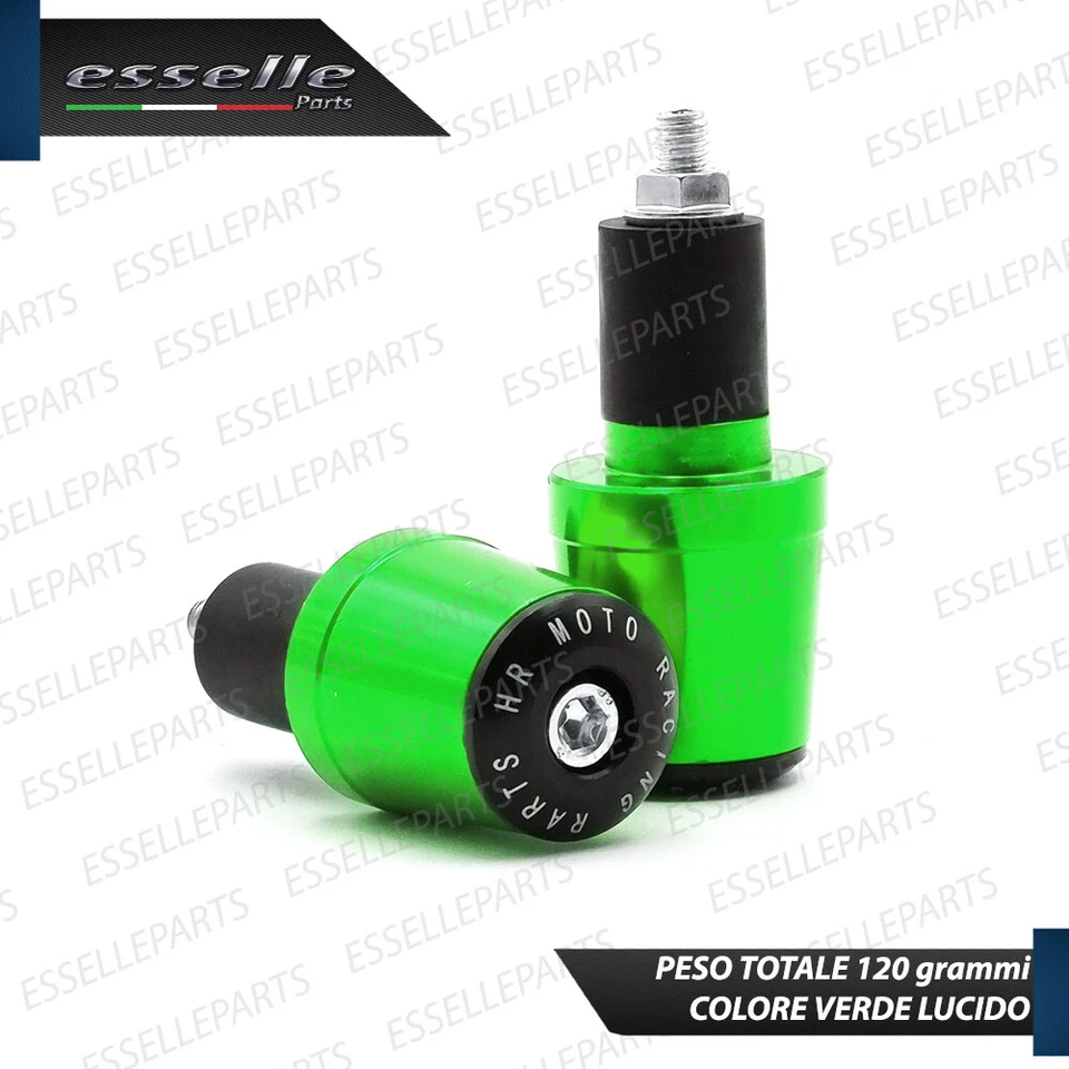 2X CONTRAPPESI MANUBRIO BILANCIERI STABILIZZATORI MOTO SCOOTER ALLUMINIO VERDE - Immagine 4 di 4