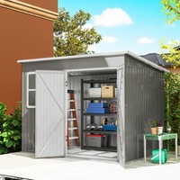 Outsunny Metall GeräTehaus 4,13 M² GeräTeschuppen Mit Fenster Pultdach Hellgrau