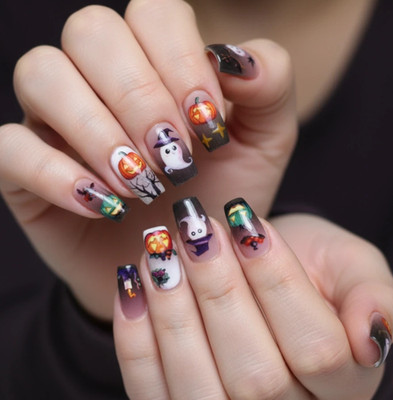 Pumpkin & Ghost Nail Stickers   3D Embossed Cartoon Decals (361)