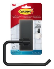 Command Toilet Paper Holder Matte Black with Water Resistant Large,