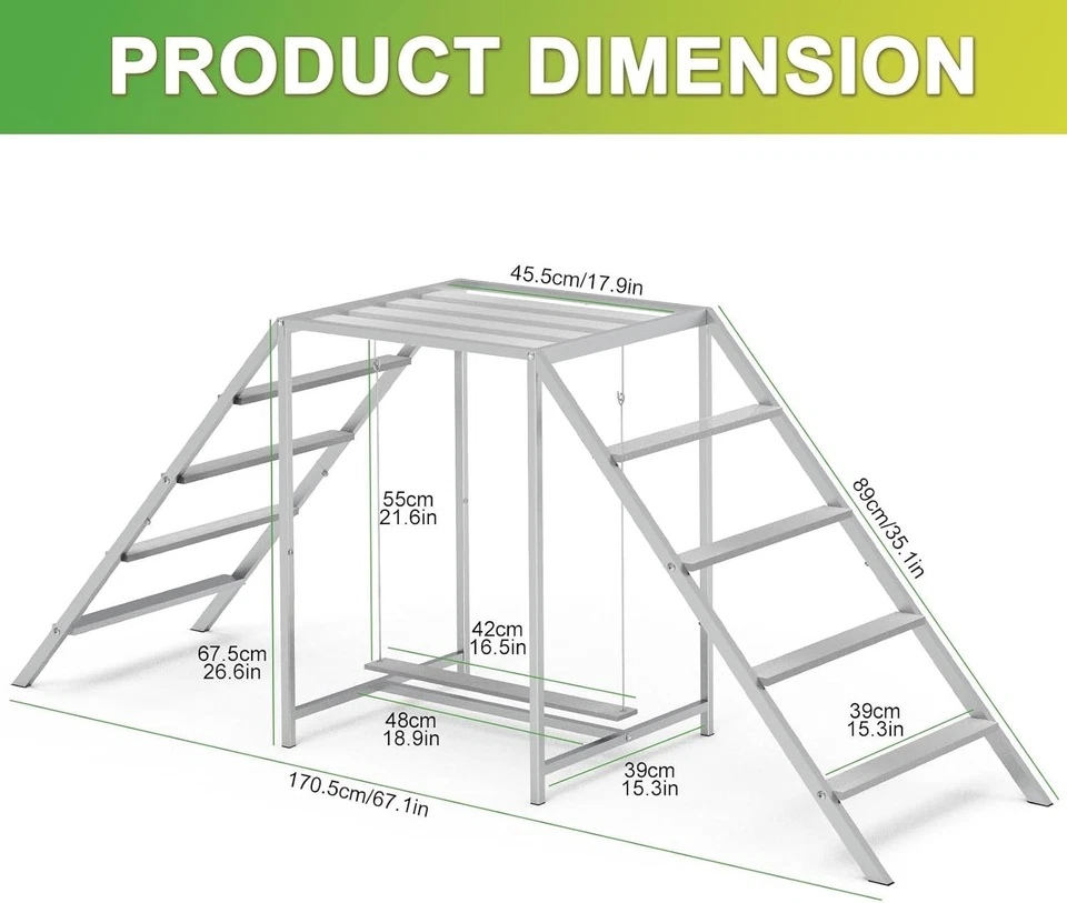 Pollo persico in metallo con altalena e scala - divertente giocattolo coop per galline, anatre, uccellini - Immagine 2 di 4