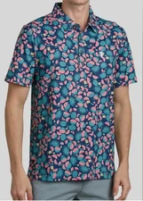 William Murray Mens Seed Spitters Watermelon Print Polo Shirt Sz L Blue/Green