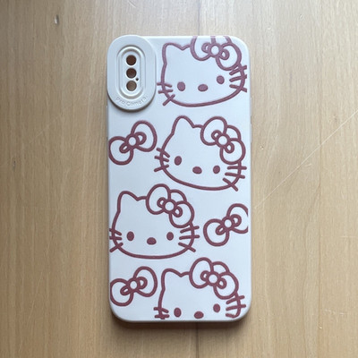 Hello Kitty Schutzhülle für iPhone X weiß/rot gemustert, Motiv