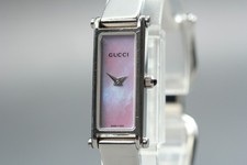 [Exc+5] Montre femme GUCCI 1500L argent 12 mm cadran coque rose quartz du JAPON