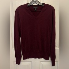 BANANA REPUBLIC Men's Burgundy Luxury Blend Silk Cotton Cashmere V-Neck Sweater