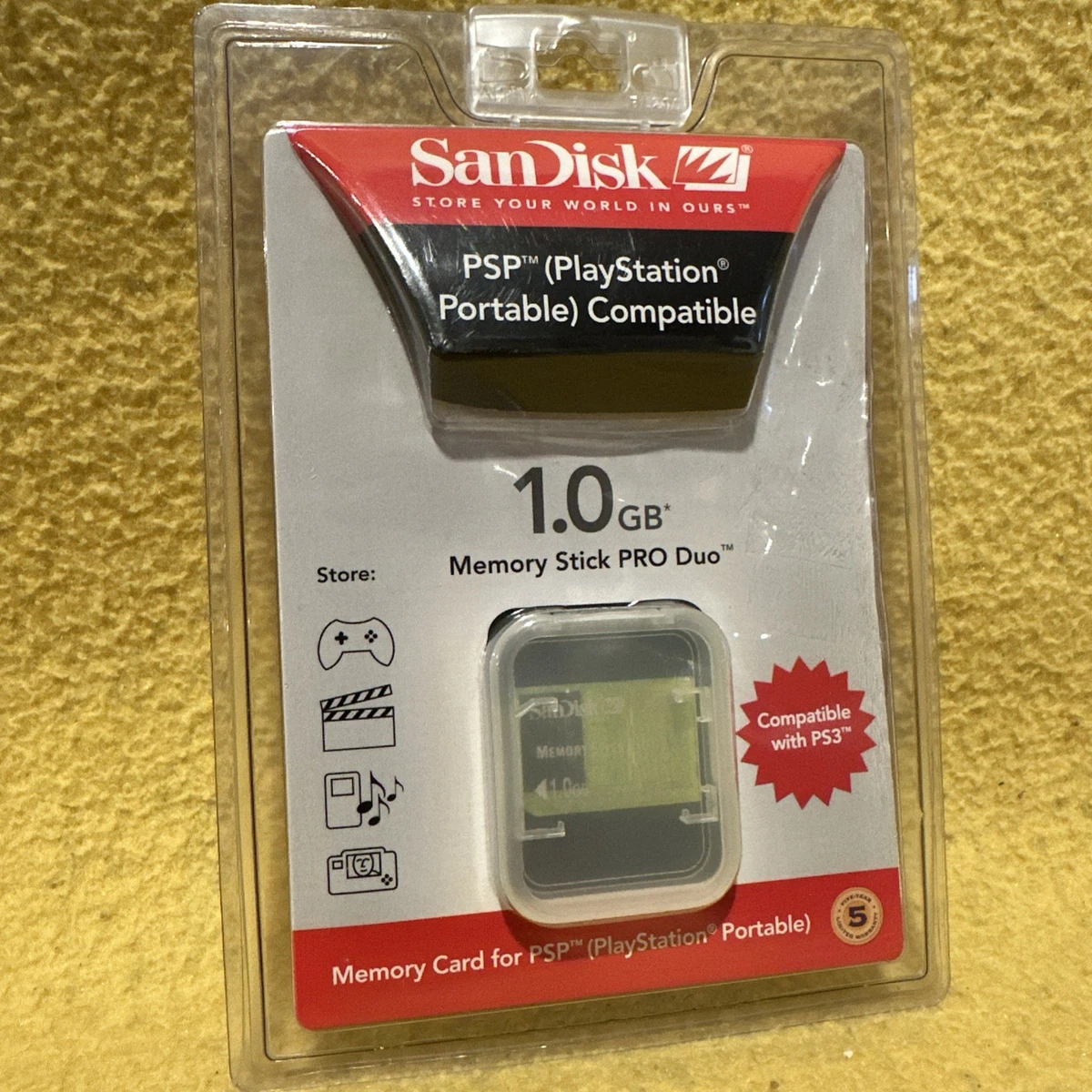 Carte Mémoire SanDisk Memory Stick Pro Duo 1 Go Avec MagicGate - Version Jaune Fluo En Occasion