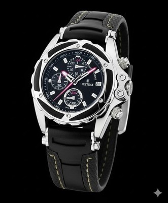 Festina Chronograph F16274/7   Damenuhr   Schwarz/Silber   Neu