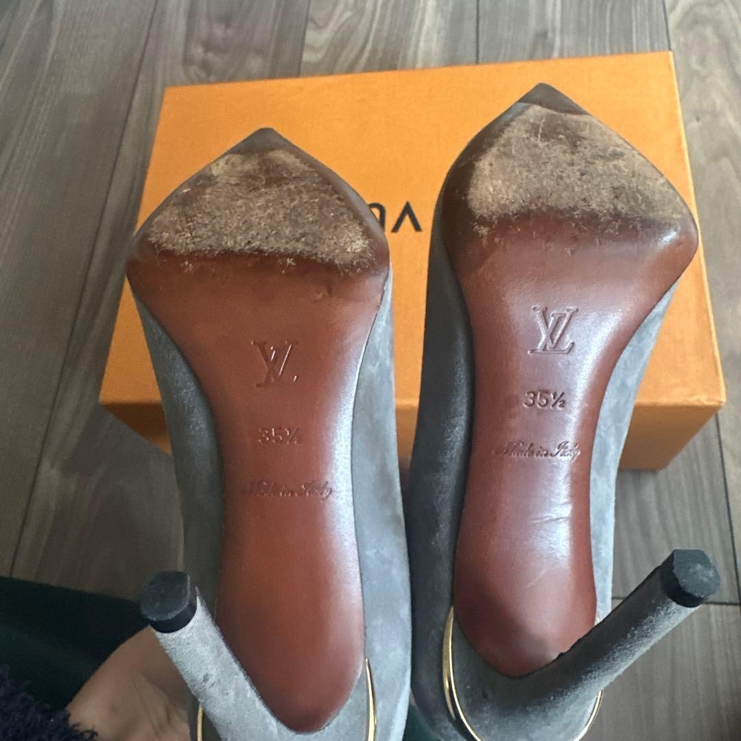 LOUIS VUITTON Pumps Heel Suede Gray EU35.5/US5.5 120396c thumbnail 10