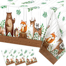 Woodland Animals Plastic Tablecloth Forest Wild Creatures Baby Shower Table Cove