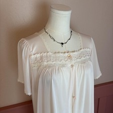 vintage cottage lounge robe carriage court by sears light pink sz medium nylon